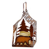 METAL CABIN SHAPED LANTERN (BEAR SCENE)