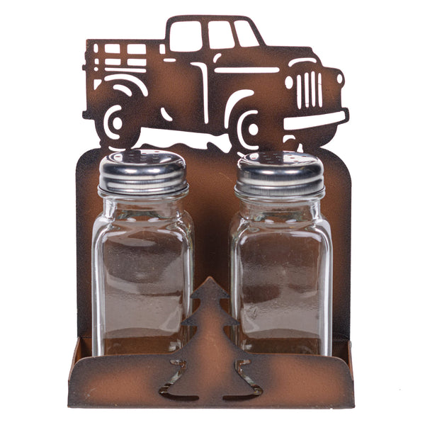 Pine Ridge Pine Tree and Barn Truck Salt And Pepper Shakers, Modern Home Farmhouse Country Kitchen Decor For Home, Kitchen, Restaurant, Premium Metal Kitchen Organizer