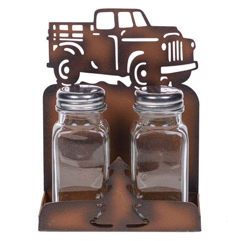 Pine Ridge Pine Tree and Barn Truck Salt And Pepper Shakers, Modern Home Farmhouse Country Kitchen Decor For Home, Kitchen, Restaurant, Premium Metal Kitchen Organizer