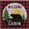 Pine Ridge Black Bear Buffalo Plaid Coasters for Drinks - Welcome to the Cabin and Don't Wake the Bear Design with Cork Pads Coaster Set of 6