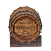 WHISKEY BARREL DRINK COASTER WITH HOLDER - BARREL AGED WHISKEY