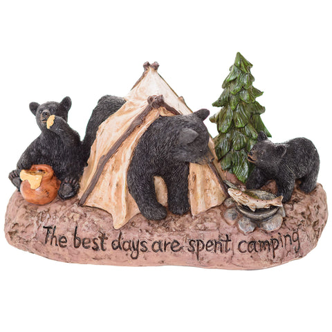Pine Ridge Black Bear Figurines- Black Bears Camping Figurine For Cabin And Home Decor, Resin Statue Decorations