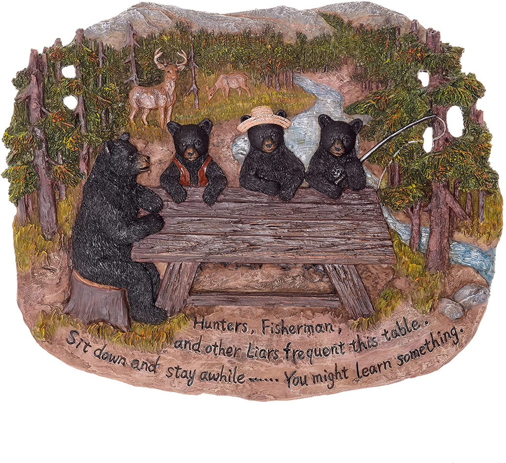 SIT A WHILE BEAR WALL PLAQUE