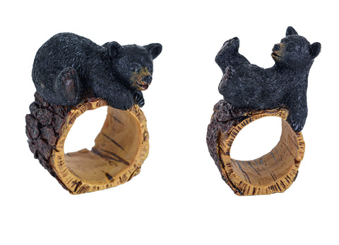 Bear Napkin Holders for Tables - Black Bear Kitchen Decor Napkin Holder Animal Set of 2 - Cute Napkin Holder Bear Kitchen Accessories - Bear Black Napkin Holder Rustic - Country Style Napkin Holder