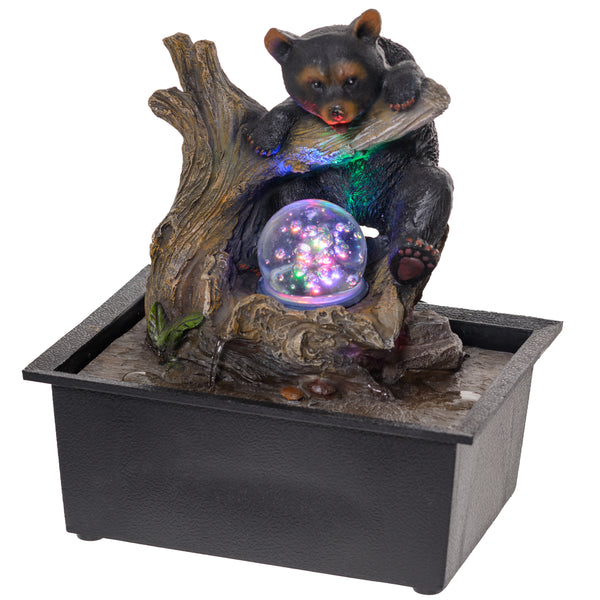 Pine Ridge Tabletop Black Bear on Limb Fountain