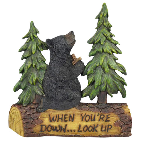 Black Bear Decor for Home - Cabin Decor Wall Hanging Home Gifts for Family - Wall Plaques with Sayings Christian Religious Gifts Bear Wall Hanging - Praying Black Bear - When You're Down... Look Up