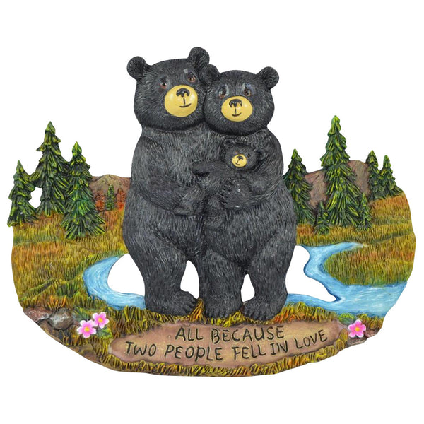 Black Bear Home Gifts for Family - Country Decorations for Home Decor Family Signs - Black Bear Wall Decorations Bear Themed Gifts Wall Art Plaque - All Because Two People Fell In Love