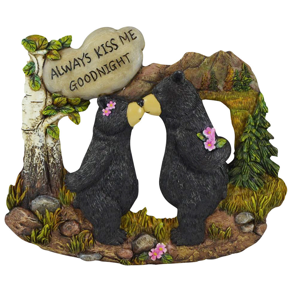 Couple Black Bear With White Stone Inscribed 