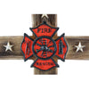 Magnificent Fireman Fire and Rescue Wood Look Wall Cross with Star Accents and Fire Shield