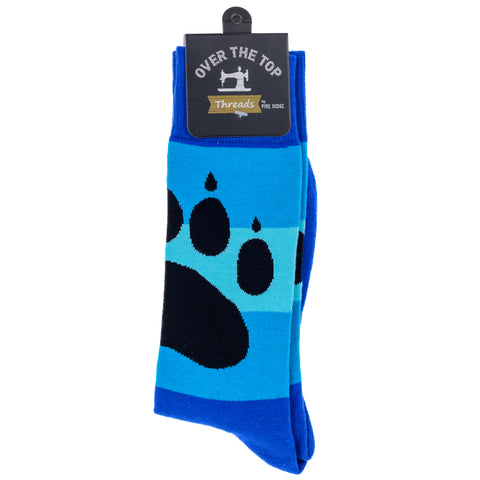 Pine Ridge Bear Paw Socks - Animal Print Crew Socks for Men and Women - Lightweight and Comfortable Fit Fashion Socks (Blue)