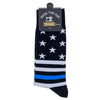 Pine Ridge Blue Stripes American Flag Socks - US Flag Print Crew Socks for Men and Women - Lightweight and Comfortable Fit Fashion Socks