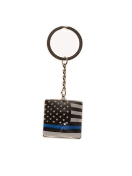 Pine Ridge Blue Line American Flag Keychains - USA Keychain Flag With Keyrings For Keys, Cars And Motorcycles-4th of July, Independence, Memorial, and Veterans Day, United States Patriotic Accessories